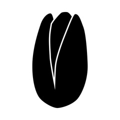 Pistachio icon. The black silhouette of a pistachio. A culinary nut. Pistachio is a bone. Delicious and healthy food. An appetizer for beer. Vector illustration isolated.