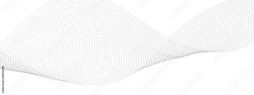 Poster halftone flowing wavy gradient dots shape isolated on transparent background. digital future technol