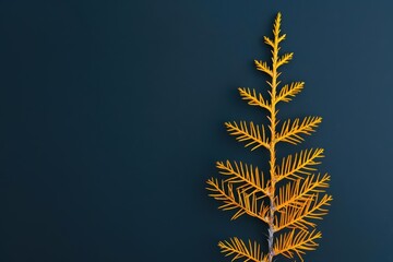 A larch tree glows with golden light as its needles change color in an ultramodern, supernatural scene banner with copy space