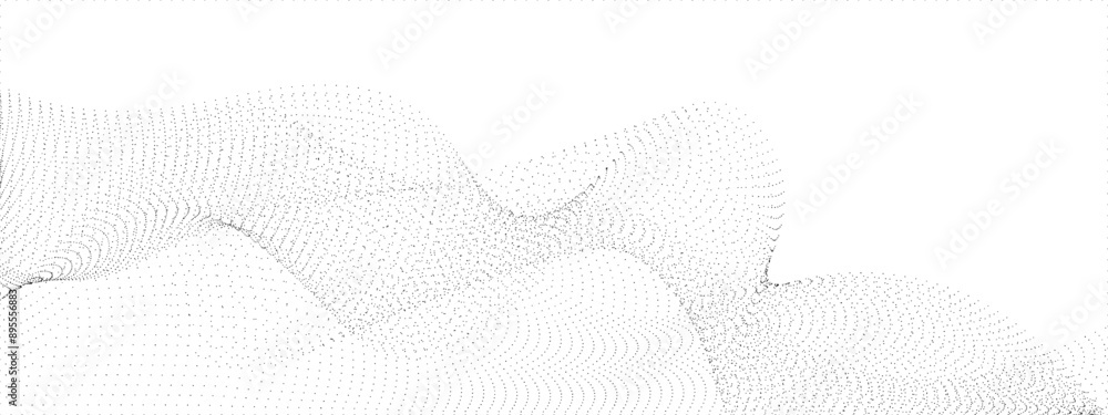 Poster flowing wavy dots particles wave pattern curve halftone gradient lines shape isolated on transparent