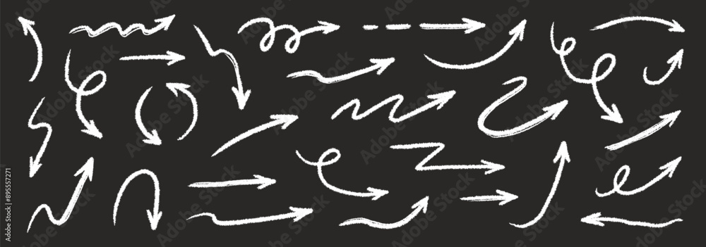 Poster arrow crayon brush doodle chalk line stroke. sketch pencil texture line scribble arrow icon. hand dr