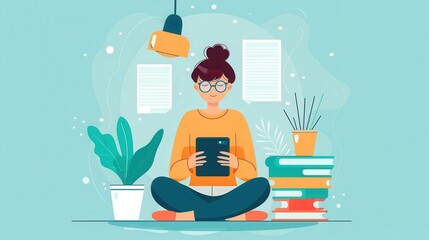 Language learning app, user on smartphone with personalized lessons