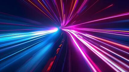 speed acceleration while driving at night. Fast-moving stripes and light on a dark background. bright, abstract illustration.