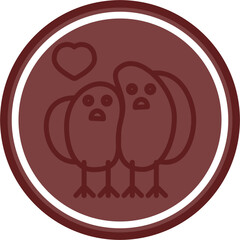 Lovebird Vector Line Double Circle Maroon