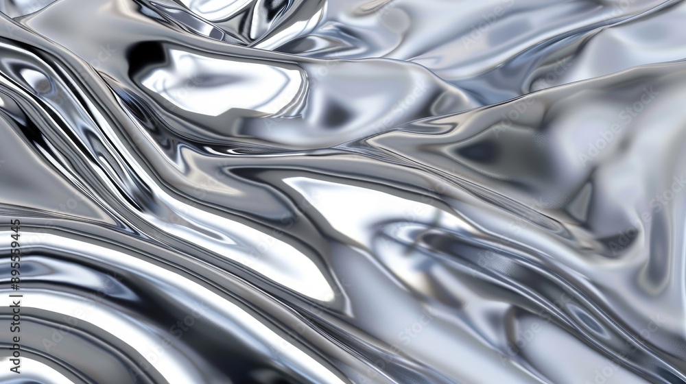 Poster a metallic silver background with a reflective texture, adding a futuristic and shiny appearance.