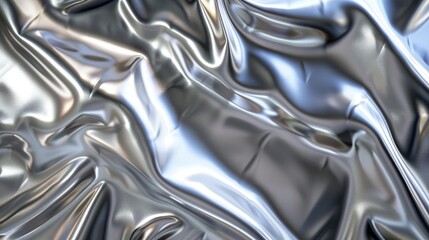A metallic silver background with a reflective texture, adding a futuristic and shiny appearance.