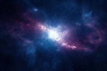 Fototapeta premium Cosmology is depicted with a radiant, expanding universe in an ultramodern, supernatural scene banner with copy space