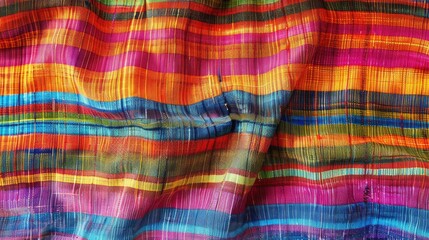 Bolivian manta fabric with vibrant, striped designs.