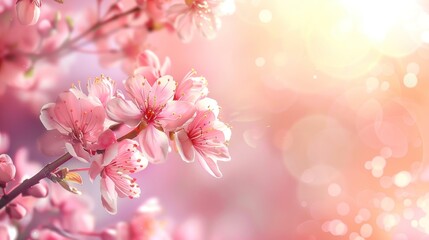 Obraz premium Delicate Pink Blossoms in Soft Sunlight