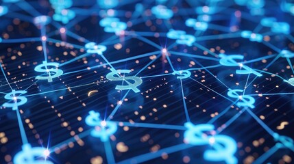 Fototapeta premium Global financial network with interconnected currency symbols.