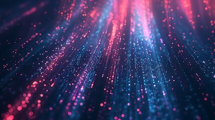 Fototapeta premium Exploring the Depths of Digital Innovation: A Mesmerizing Visual of Glowing Particles and Data Flow in a Futuristic Blue Environment