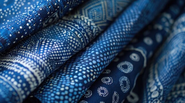 South African shweshwe fabric with distinctive, indigo patterns.