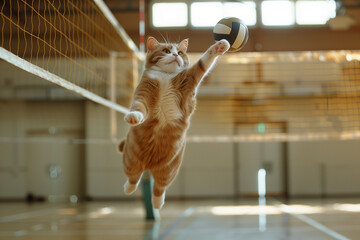 Cat enjoying volleyball generated by AI