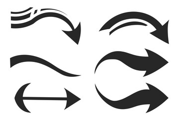 Set of pointing arrow icons, Collection different types of hand drawn arrow signs. Black vector arrows fully editable vector file