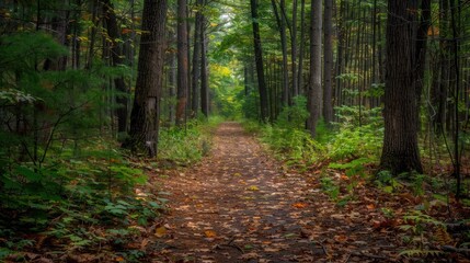 Forest Path Leading Into the Woods.
