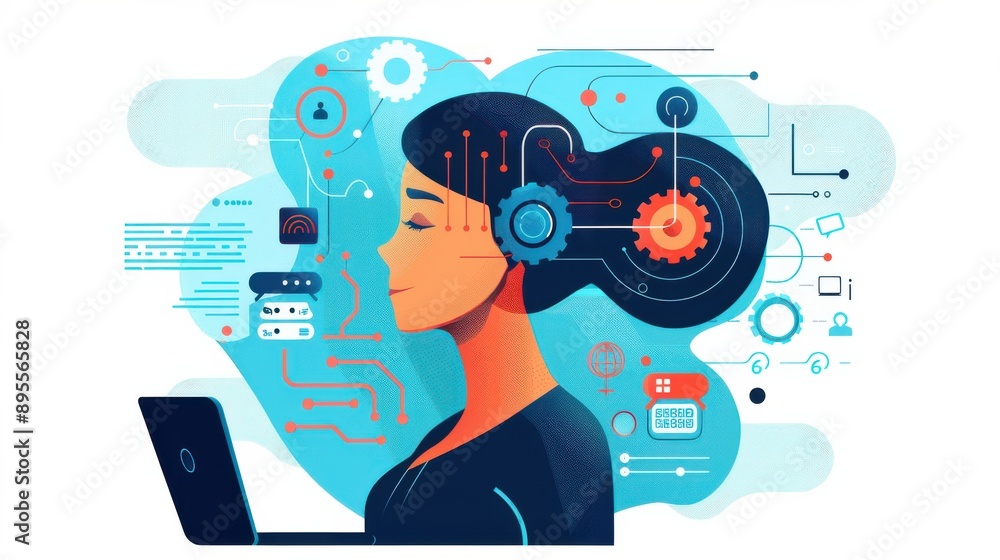 Poster learner interacting with ai language assessment, visual cues provided