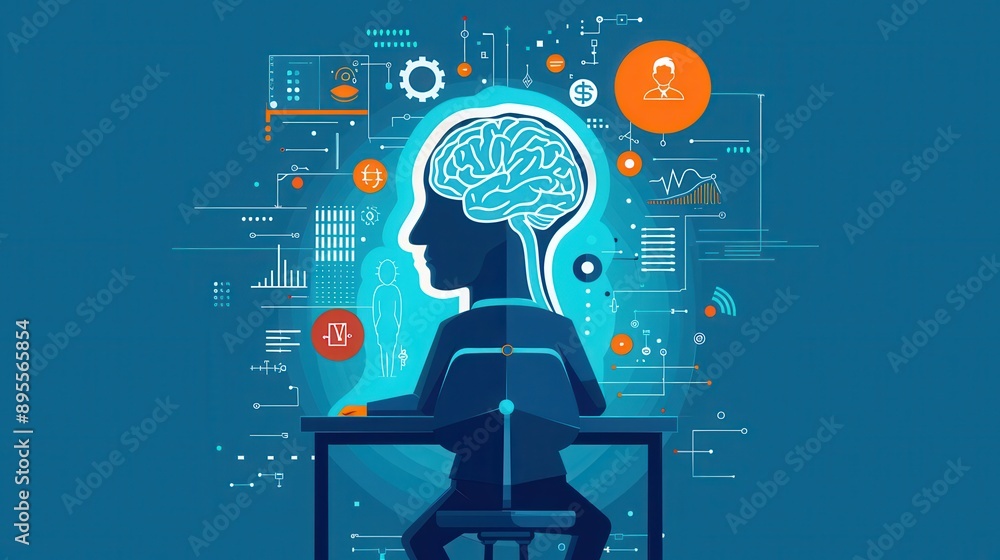 Aufkleber learner interacting with ai language assessment, visual cues provided