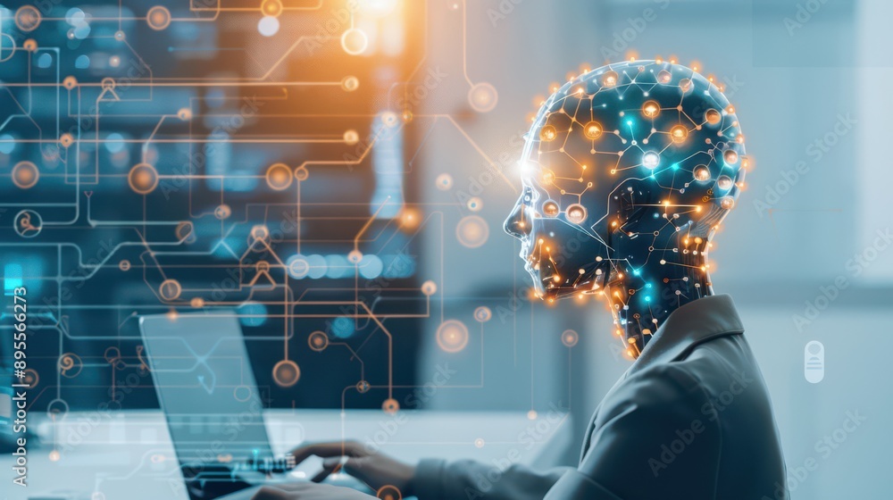 Poster learner taking ai language test, visual cues for performance feedback and analysis, language test, a