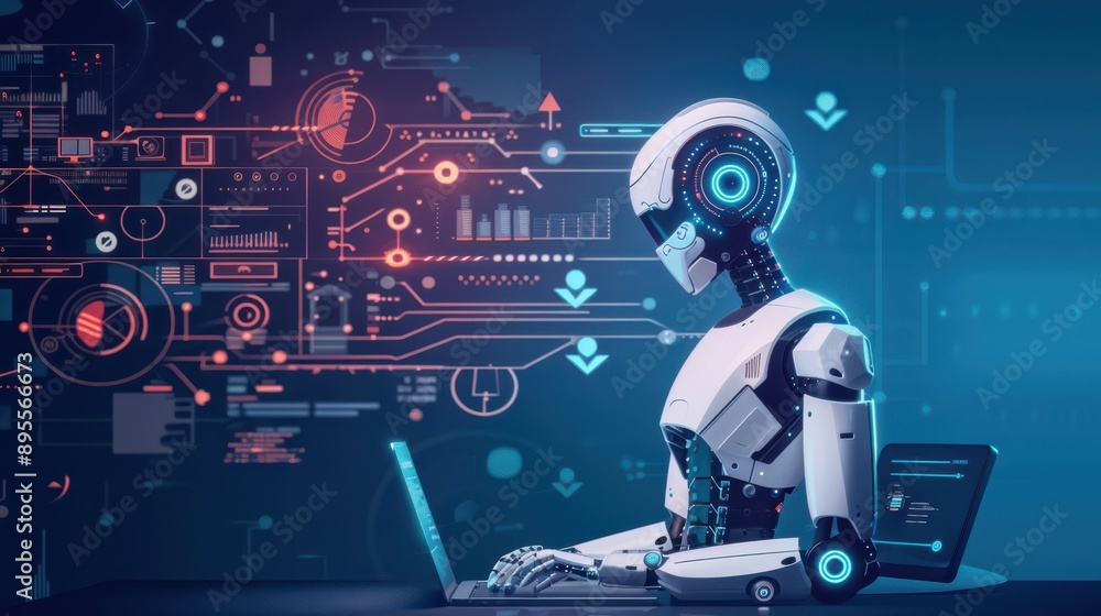 Poster learner taking ai-driven language test, graphical analysis and feedback provided, language test, ai-