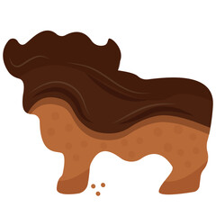 gingerbread cookies in the shape of African animals, namely a buffalo covered in dark chocolate and cookie crumbs, for chocolate day
