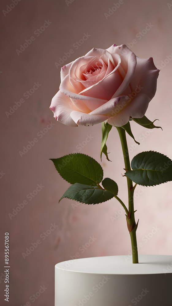 Poster pink rose in a vase, ai generated