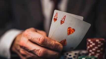 Man holding a deck of marked cards, Cheat, deception in gambling and dishonesty
