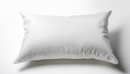 A blank white pillow, isolated on a white background, ideal for showcasing fabric patterns or custom designs.