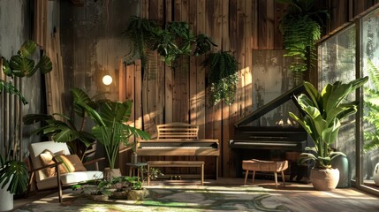 Piano Room with Plants