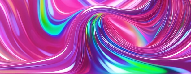 Obraz premium Abstract colorful rainbow liquid background. Swirl neon gradient. Dynamic curve fluid texture. Futuristic acrylic resin digital concept. For banner, backdrop, cover. Copy space 