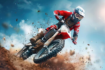 Dirt bike rider, Supercross, Sport concept, nice action of motorcycle jump