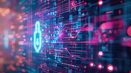 Fototapeta premium Network security breach warning on a screen, Cyber Attack, digital defense and system vulnerability