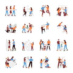 Fototapeta premium WebHandy Set of Teamwork Flat Character Illustrations
