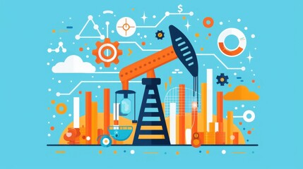 Oil market fluctuation, price rise symbol