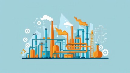 Obraz premium Oil refinery, increased production costs graph