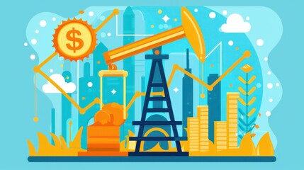 Naklejka premium Oil well, increasing expense arrows