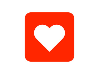 幾何学的ハート角丸マーク：赤