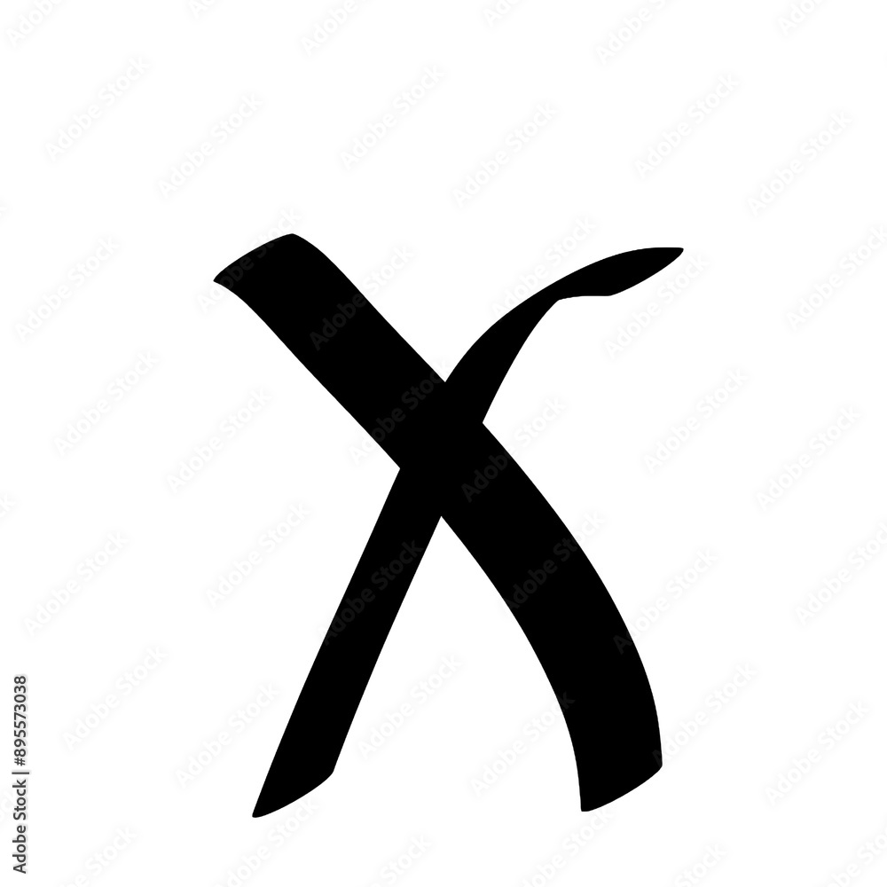 Poster the letter x is written in black. it is a simple and straightforward letter, with a sharp point and 