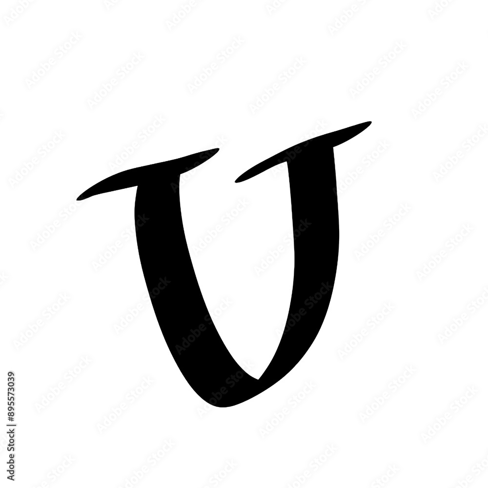 Poster the letter v is drawn in a cursive style. it is a single line with a curved tail.