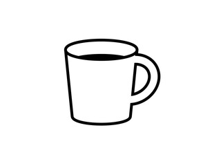 フラットなホットコーヒーアイコンC：黒線