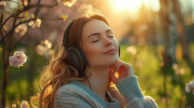 Relaxation music playlists for calming vibes and peaceful sleep, illustrating soothing melodies in a restful and harmonious style