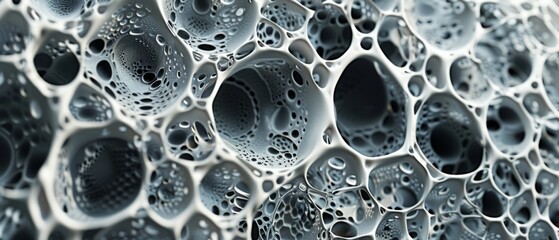 Panoramic close-up, high detail scan of cellular pattern texture, Generative AI
