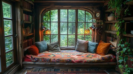 A photo of a cozy reading nook, 