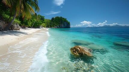 A stunning view of a tropical beach, 