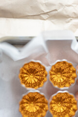 caneles french traditional dessert from Bordeaux and copper mold,season copper mold