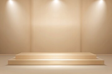 Luxurious Beige Pastel Catwalk with Modern Design - Beautiful Podium and Stage for Exquisite Events. Photos. Images.