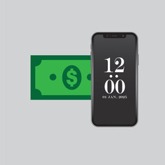 Vector illustration of smartphone money icon sign and symbol. colored icons for website design .Simple design on transparent background.