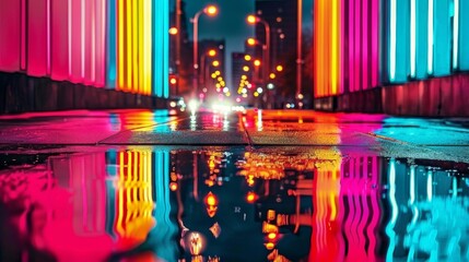 Fototapeta premium A captivating image featuring colorful reflections on water