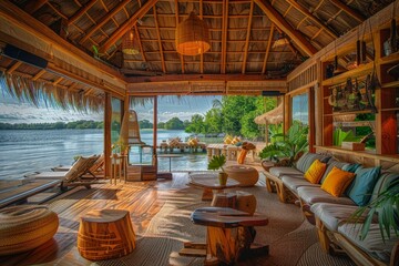 Fototapeta premium Waterfront Living Room Tropical Getaway