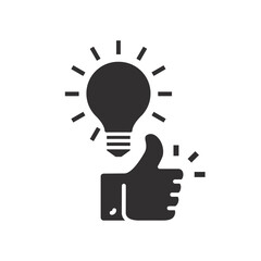liked innovation icon, best idea, recommend, easy finger snap, positive feedback or recommend, creativity solution, flat vector illustration
