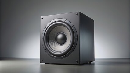 Subwoofer presentation isolated on background, subwoofer, speaker, audio, bass, music, sound, presentation